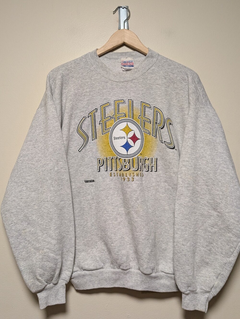 Vintage 90s Pittsburgh Steelers Sweatshirt XL Trench Gray NFL USA